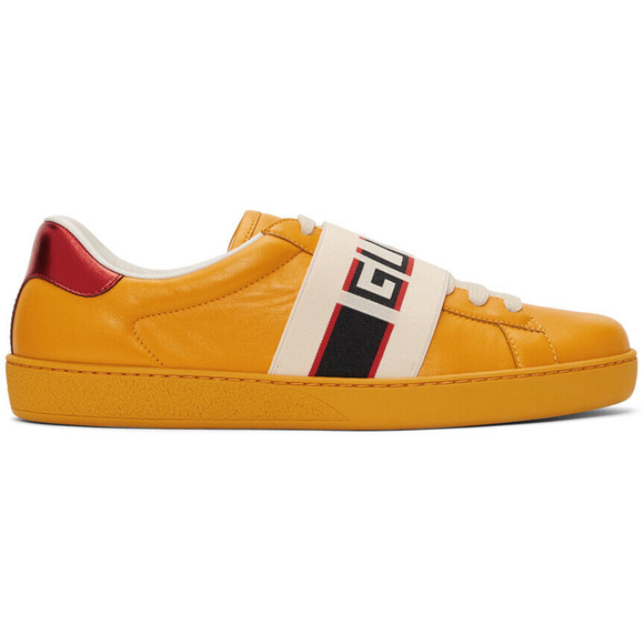 Gucci Other - Gucci Mens Yellow New Ace Elastic Band Leather Flat Low Top Lace Sneakers G 6 7